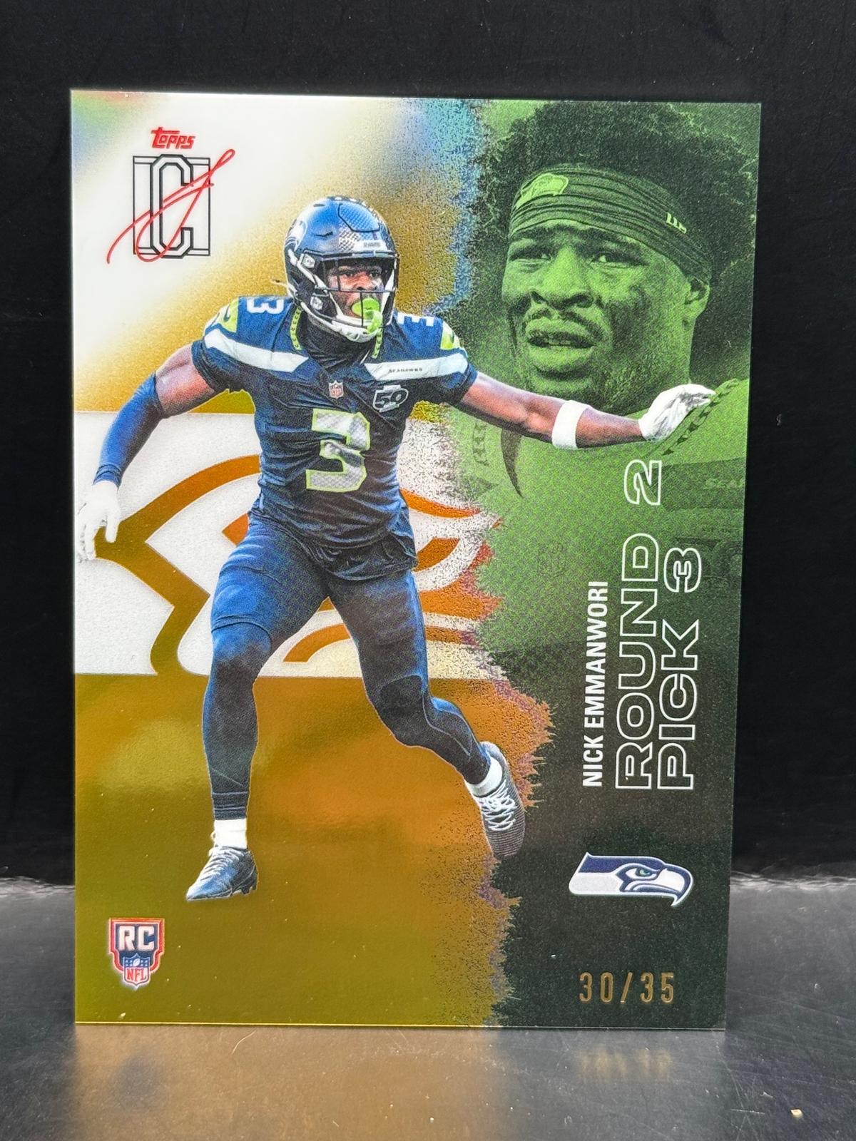 #174 Nick Emmanwori 2025 Topps Signature Class /35 Seahawks Chrome Gold