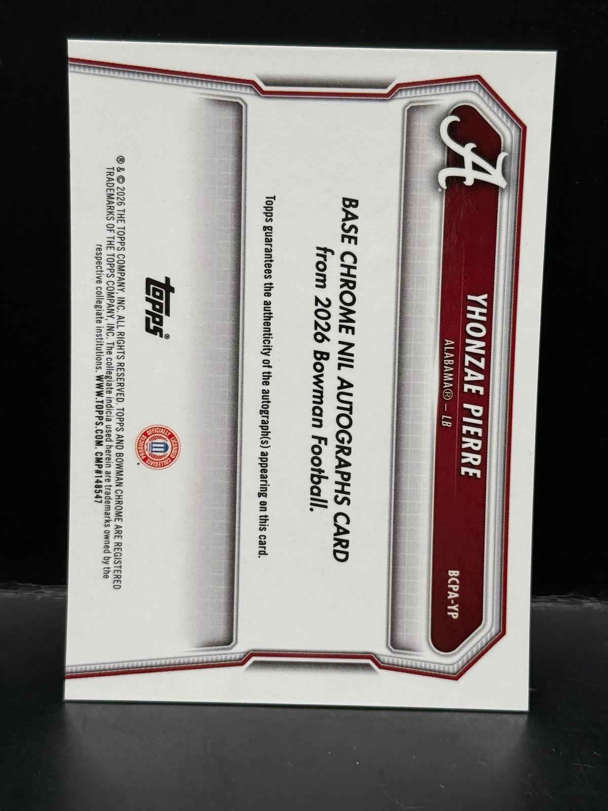 #BCPA-YP Yhonzae Pierre 2026 Bowman SN, AU AU #/5 Chrome Auto Red Geometric