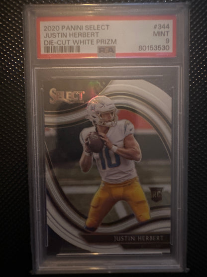 Justin Herbert 344 2020 Select Die-Cut White Field Level PSA 9