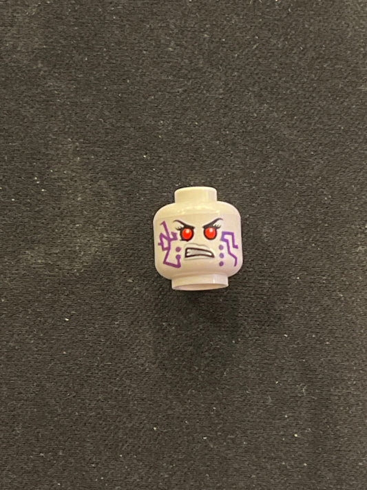 Minifigure, Head Dual Sided Alien Female with Purple Circuitry, Green Eyes / Red Eyes Pattern (Pixal / P.I.X.A.L.) 3626pb1037 Lego