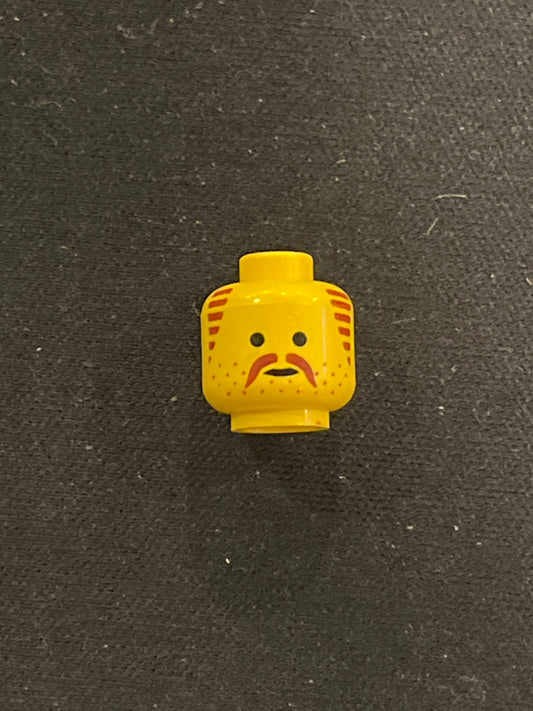 Minifigure, Head Moustache, Stubble and Sideburns Brown Pattern 3626pb0096 Lego