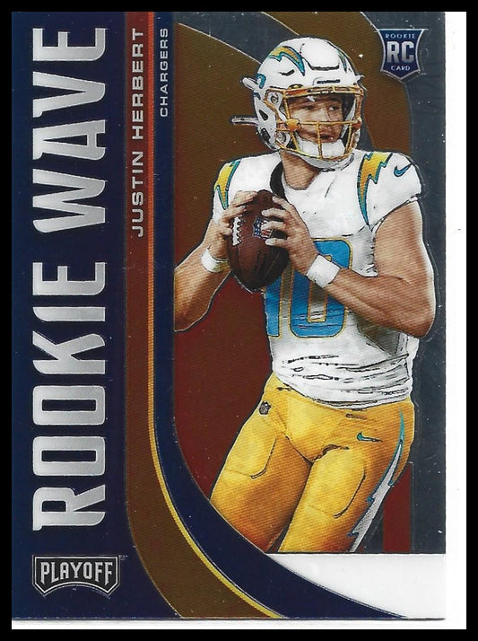 #RW-4 Justin Herbert 2020 Panini Playoff Los Angeles Chargers sports Rookie Wave