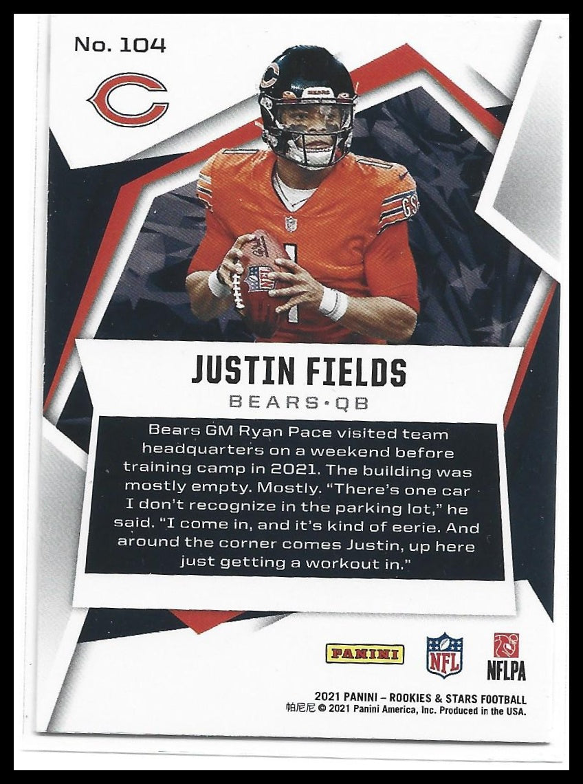 #104 Justin Fields 2021 Panini Rookies & Stars RC Rookie Chicago Bears sports