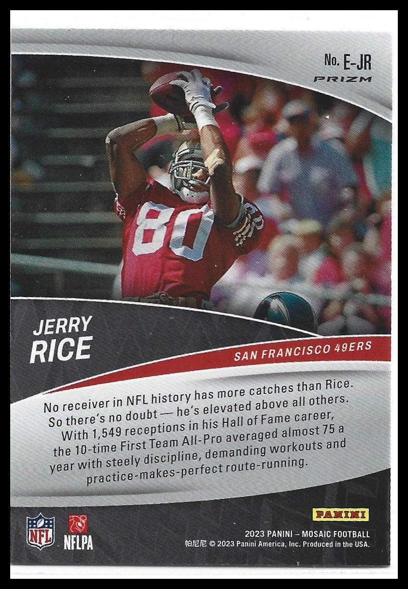 #E-JR Jerry Rice 2023 Panini Mosaic San Francisco 49ers sports Elevate Mosaic