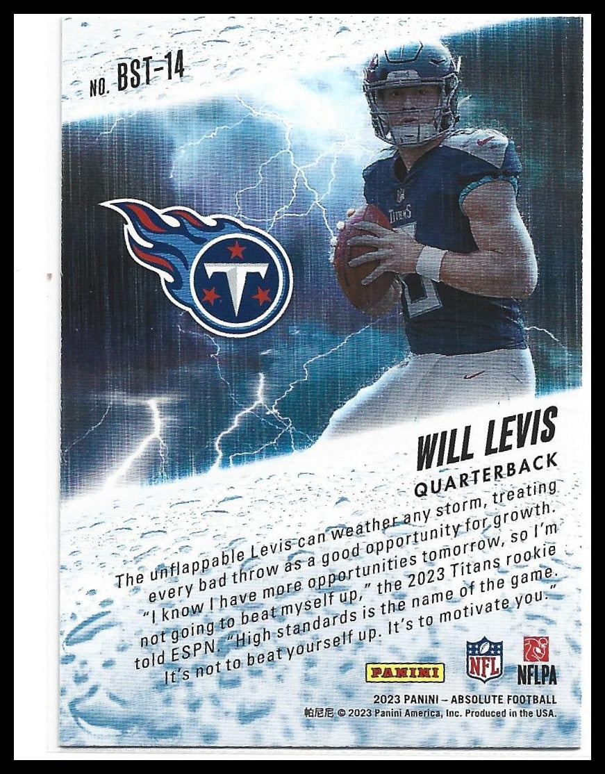 #BST-14 Will Levis 2023 Panini Absolute Tennessee Titans sports By Storm