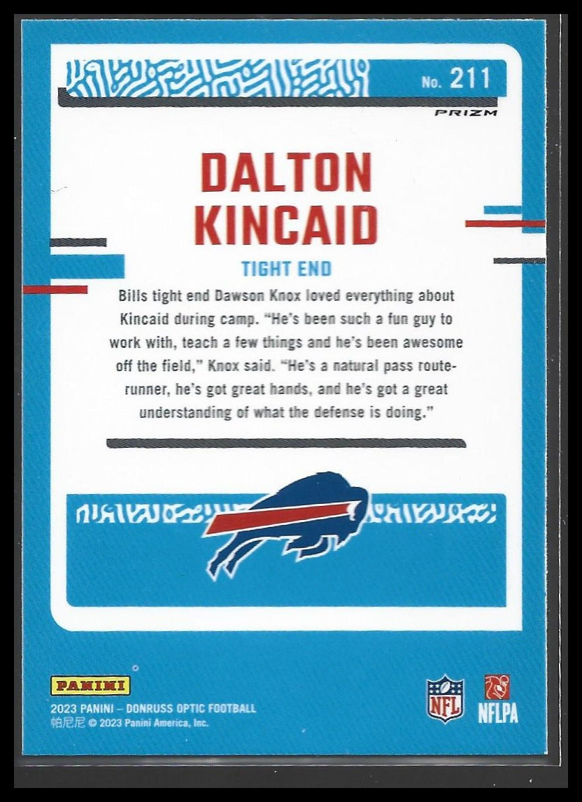 #211 Dalton Kincaid 2023 Donruss Optic Buffalo Bills sports Stars