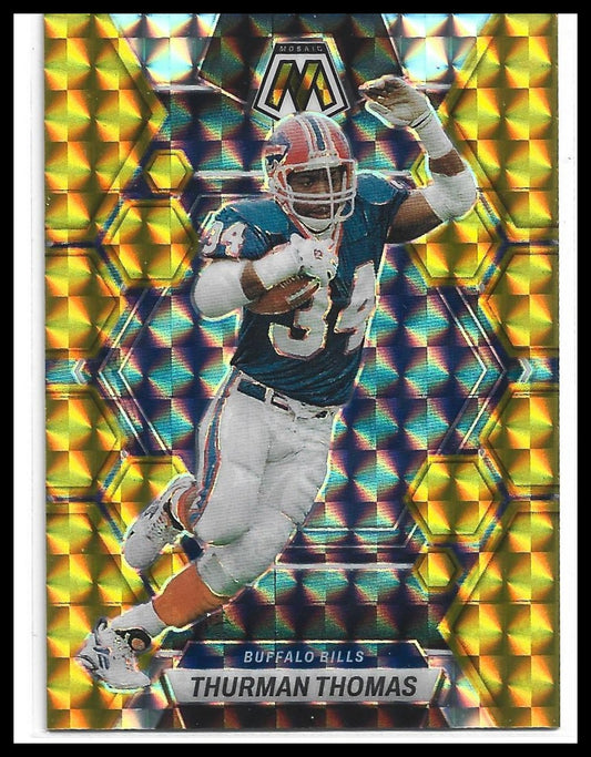 #27 Thurman Thomas 2023 Panini Mosaic SN #/10 Buffalo Bills sports Gold Mosaic