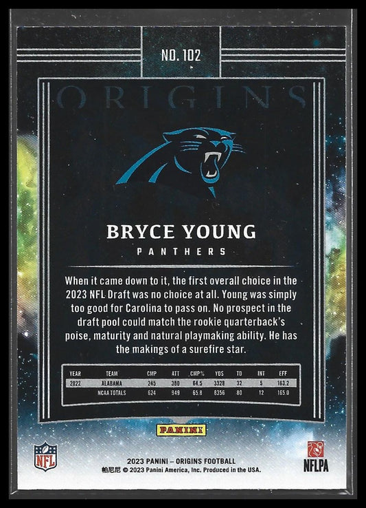 #102 Bryce Young 2023 Panini Origins RC Rookie Carolina Panthers sports