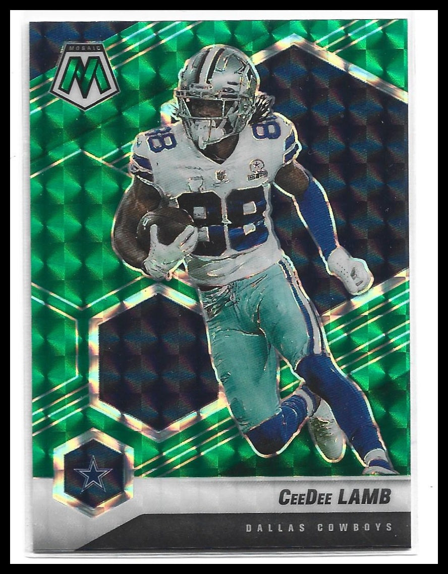 #62 CeeDee Lamb 2021 Panini Mosaic Dallas Cowboys sports Prizm Green