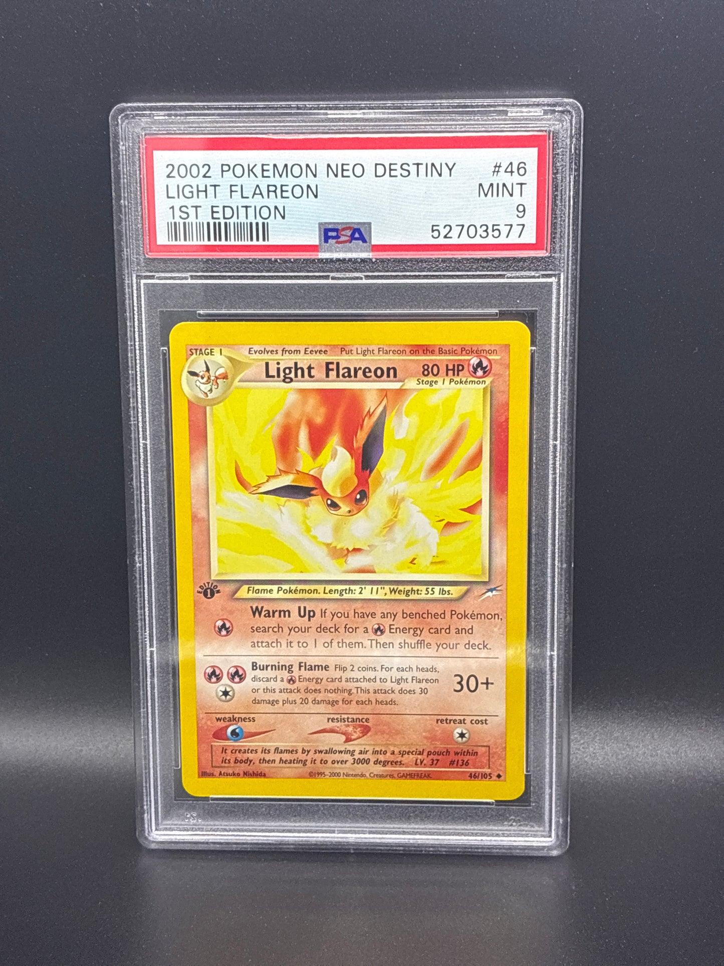 #46/105 Light Flareon (1st Edition) Neo Destiny PSA 9