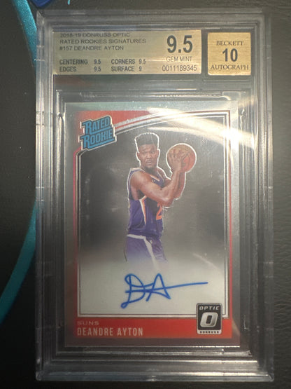 Deandre Ayton 157 2018 Optic Holo Auto BGS 9.5