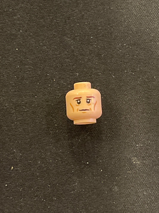 Minifigure, Head Dual Sided LotR Elf with Cheek Lines, Wrinkles, Calm / Happy Pattern 3626pb0822 Lego
