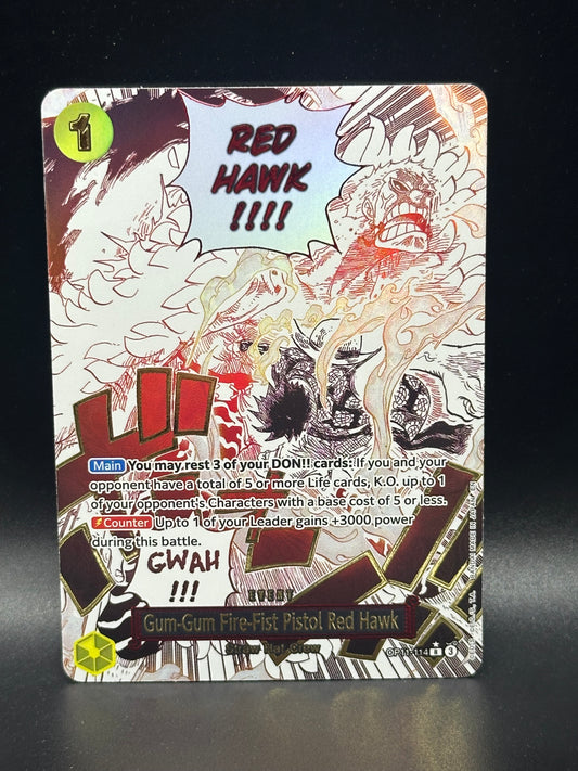 Gum-Gum Fire-Fist Pistol Red Hawk OP11-114 Alt-Art (R) Event - Fist of Divine Speed