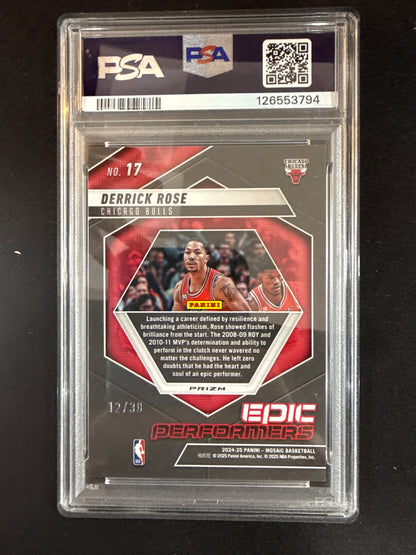 #17 Derrick Rose 2024-25 Panini Mosaic /30 Epic Performers Blue Fluorescent