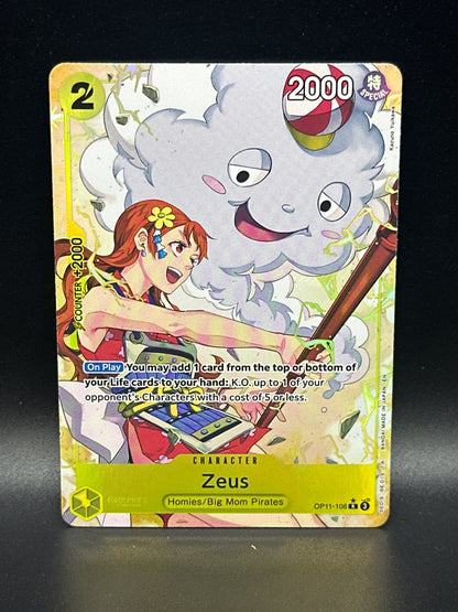 OP11-106 Zeus Alt-Art - A Fist of Divine Speed