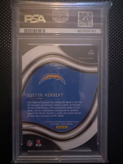 Justin Herbert 344 2020 Select Die-Cut White Field Level PSA 9
