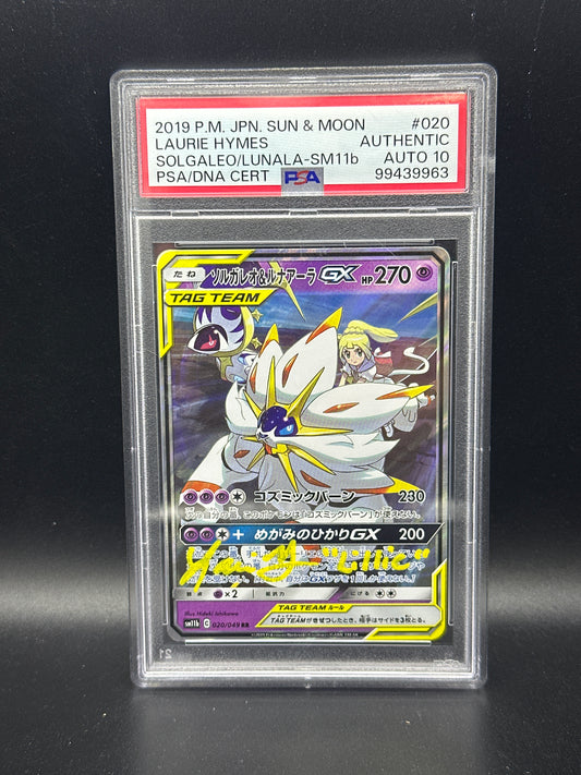 020/049 Solgaleo & Lunala GX Laurie Hymes PSA Auto 10
