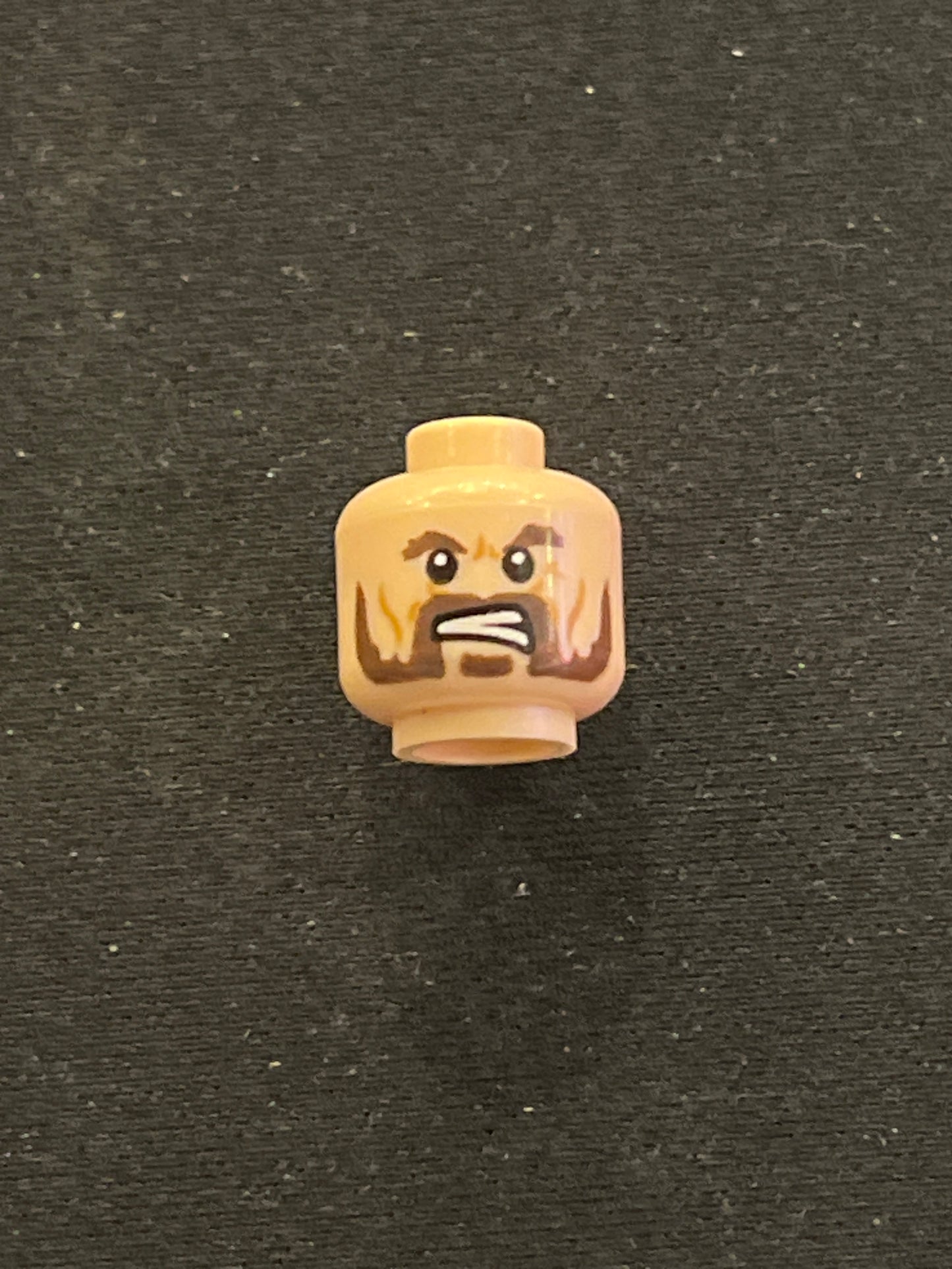 Minifigure, Head Dual Sided LotR Beard, Dark Brown Trimmed, Calm / Battle Rage Pattern (Bofur) 3626pb0869 Lego