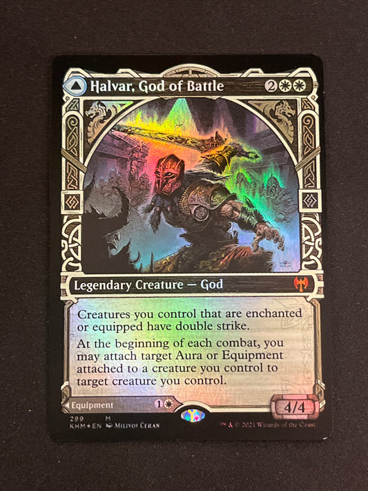 #0299 Halvar, God of Battle // Sword of the Realms (Foil) Kaldheim
