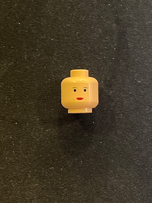 Minifigure, Head Female Black Thin Eyebrows, Eyelashes, Small Eyes, Red Lips Pattern 3626px83 Lego