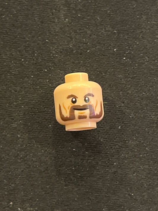 Minifigure, Head Dual Sided LotR Beard, Dark Brown Trimmed, Calm / Battle Rage Pattern (Bofur) 3626pb0869 Lego