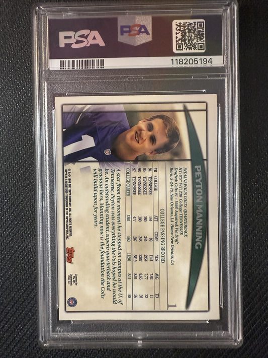 #1 Peyton Manning 1998 Topps Season Opener RC Rookie Indianapolis Colts sports