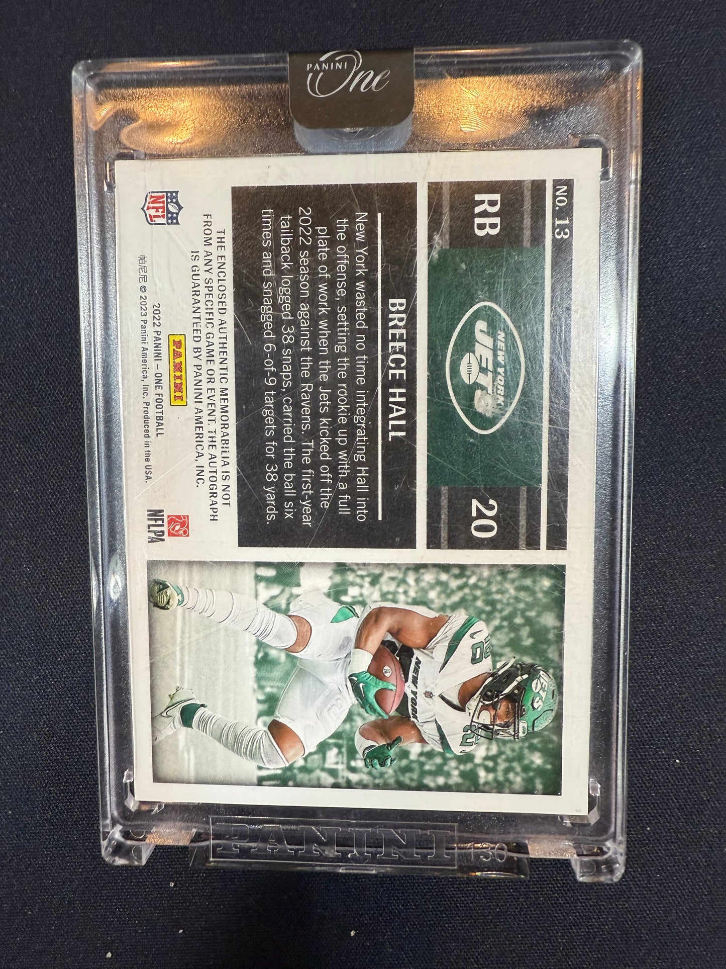 #13 BREECE HALL 2022 PANINI ONE PATCH AUTOGRAPH RED 25/25