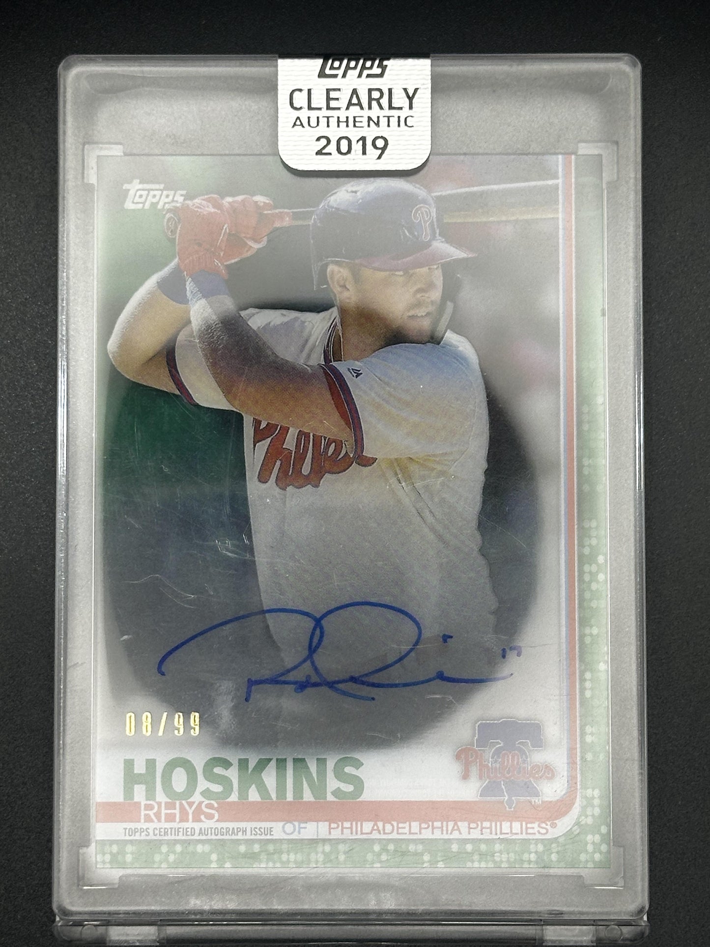#CAA-RH Rhys Hoskins 2019 Topps Clearly Authentic Auto /99 Phillies Green