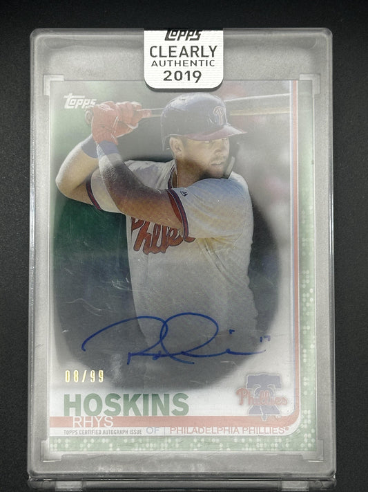 #CAA-RH Rhys Hoskins 2019 Topps Clearly Authentic Auto /99 Phillies Green