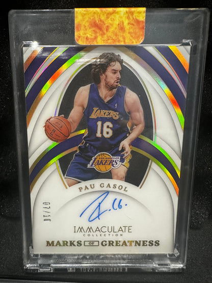 Pau Gasol MOG-PLA 2021 Immaculate Marks of Greatness Autographs gold 07/10