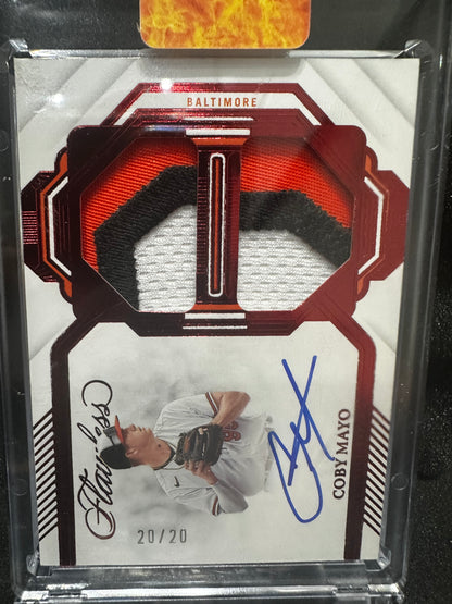 Coby Mayo DMA-CM 2023 Flawless Dual Patch Autographs Red 20/20 Baltimore Orioles