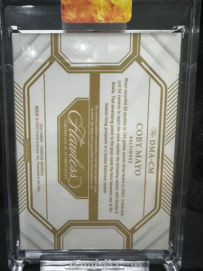 Coby Mayo DMA-CM 2023 Flawless Dual Patch Autographs Red 20/20 Baltimore Orioles