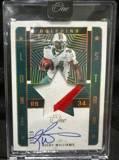 Ricky Williams 91 2022 Panini One Lonestar Autographs Gold 05/10 Miami Dolphins