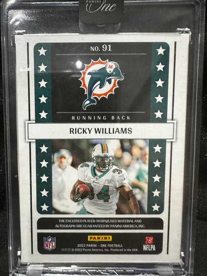Ricky Williams 91 2022 Panini One Lonestar Autographs Gold 05/10 Miami Dolphins