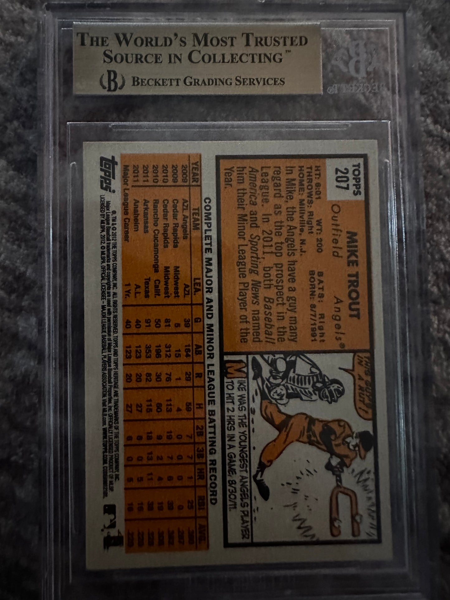 Mike Trout 207 2012 Topps Heritage BGS 9.5