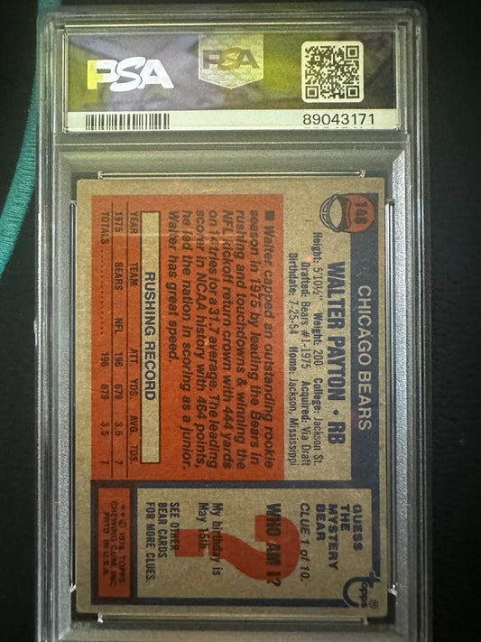 Walter Payton 148 1976 Topps PSA 3 Chicago Bears