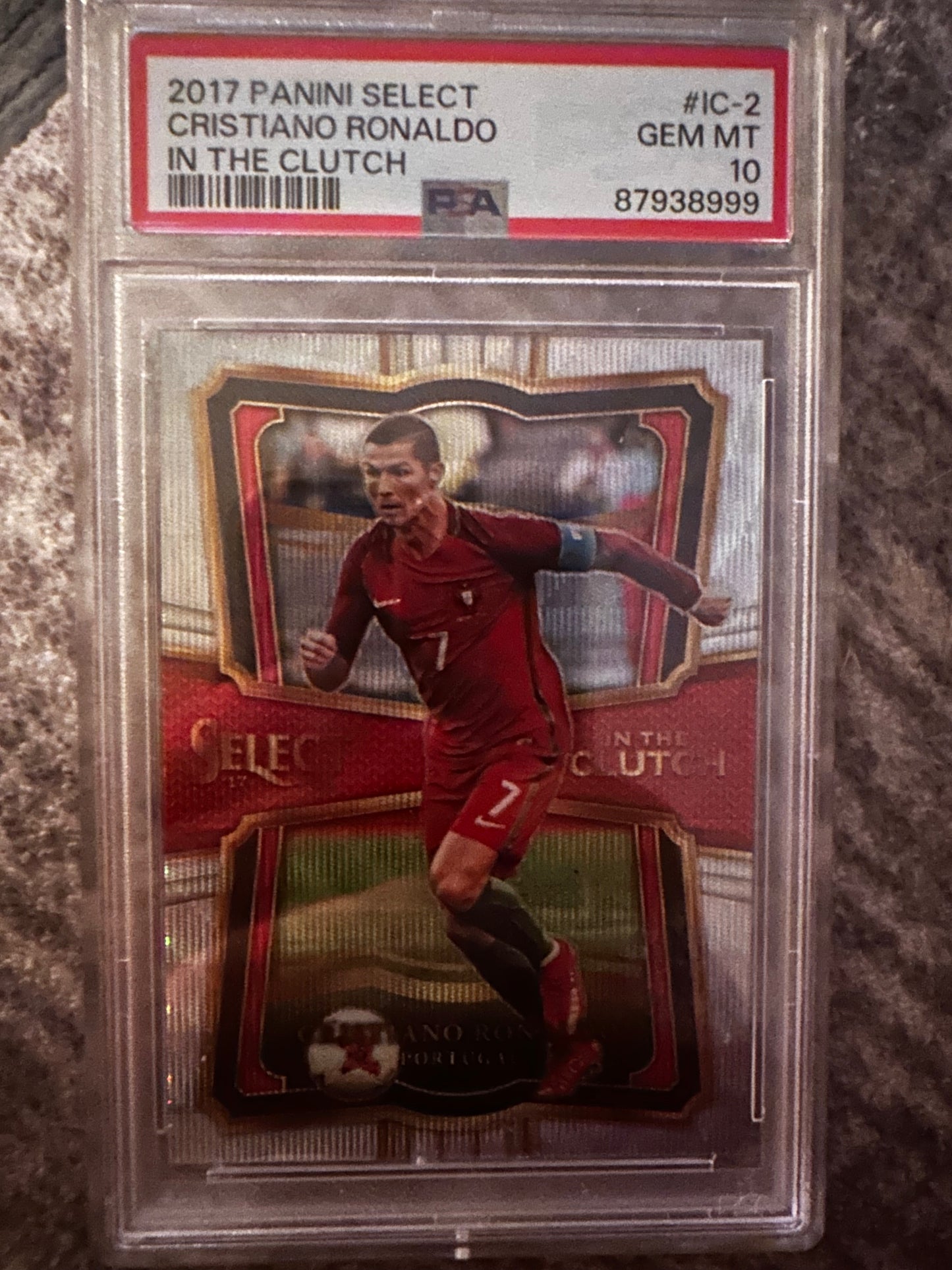 Cristiano Ronaldo IC-2 2017 Panini Select In The Clutch PSA 10