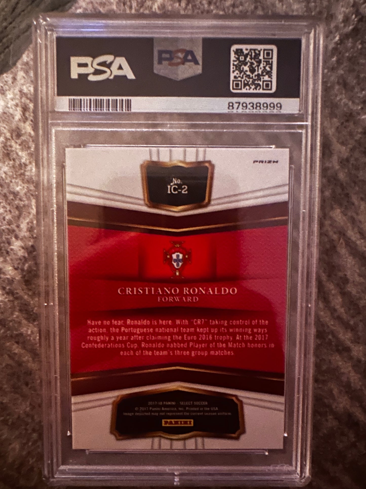 Cristiano Ronaldo IC-2 2017 Panini Select In The Clutch PSA 10