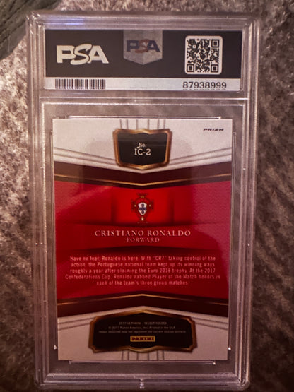 Cristiano Ronaldo IC-2 2017 Panini Select In The Clutch PSA 10