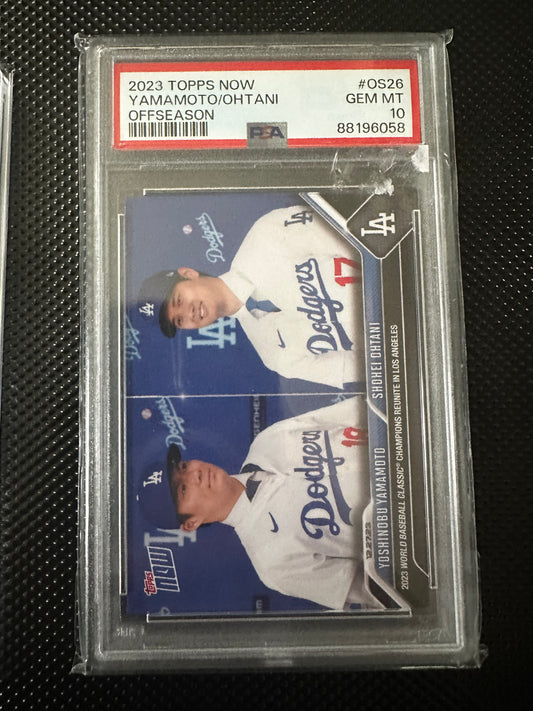 Yoshinobu Yamamoto Shohei Ohtani OS26 2023 Topps Now Offseason PSA 10