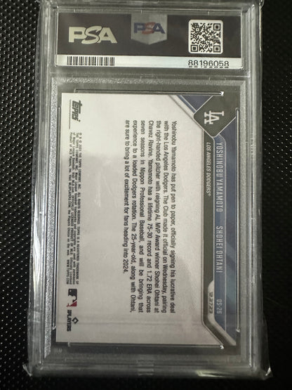 Yoshinobu Yamamoto Shohei Ohtani OS26 2023 Topps Now Offseason PSA 10