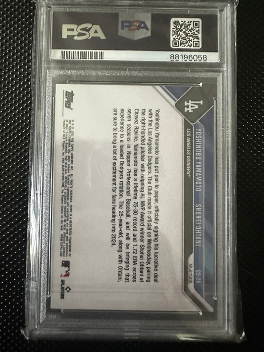 Yoshinobu Yamamoto Shohei Ohtani OS26 2023 Topps Now Offseason PSA 10