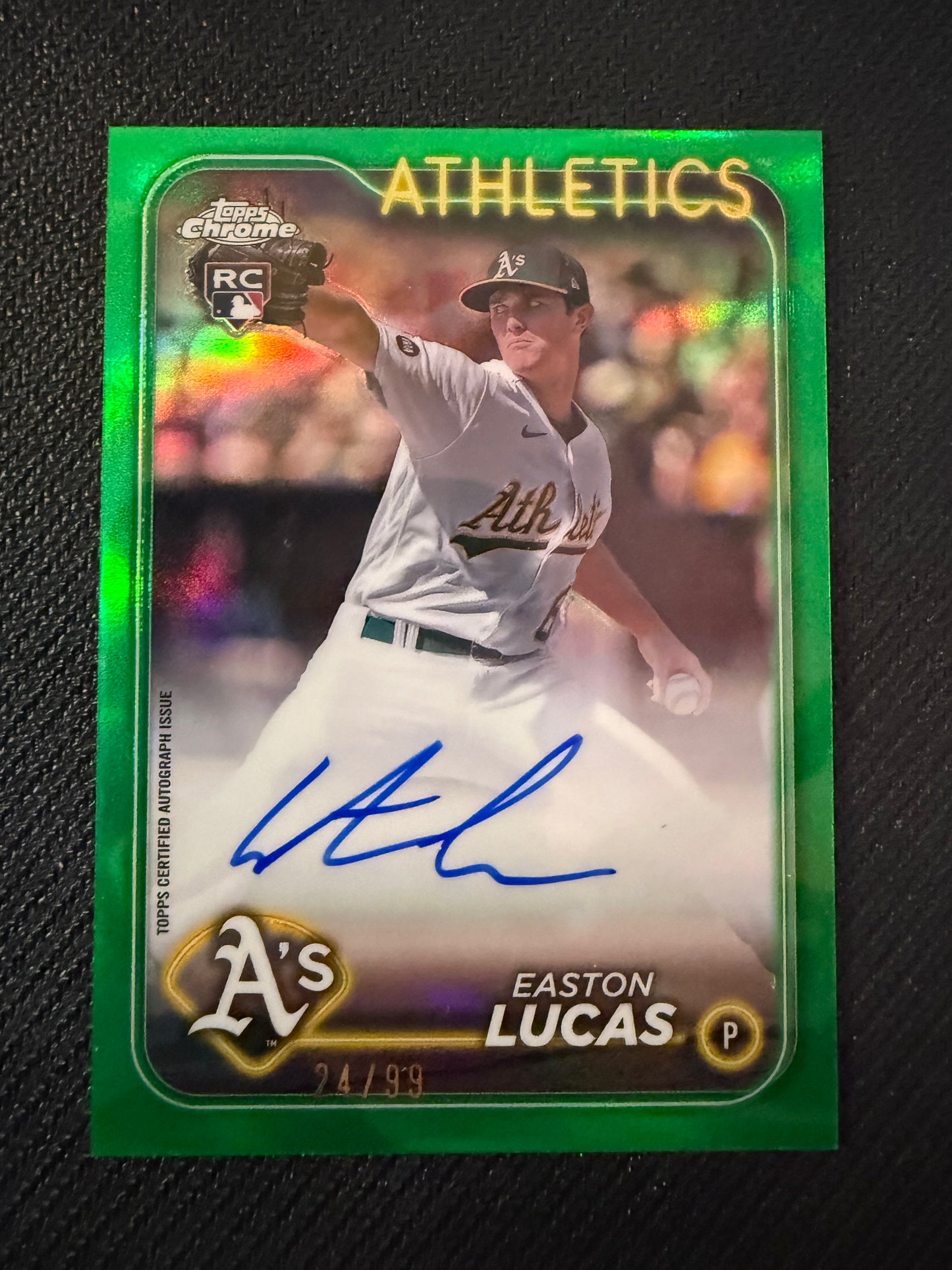 #RA-EL Easton Lucas 2024 Topps Chrome /99 Athletics Auto Green Refractor