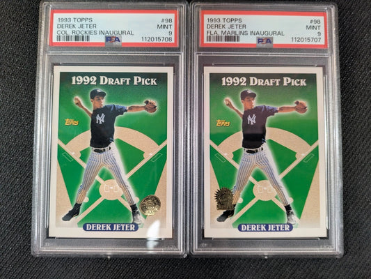 1993 Topps Derek Jeter Inaugural Rockies/Marlins PSA 9 Lot Of 2
