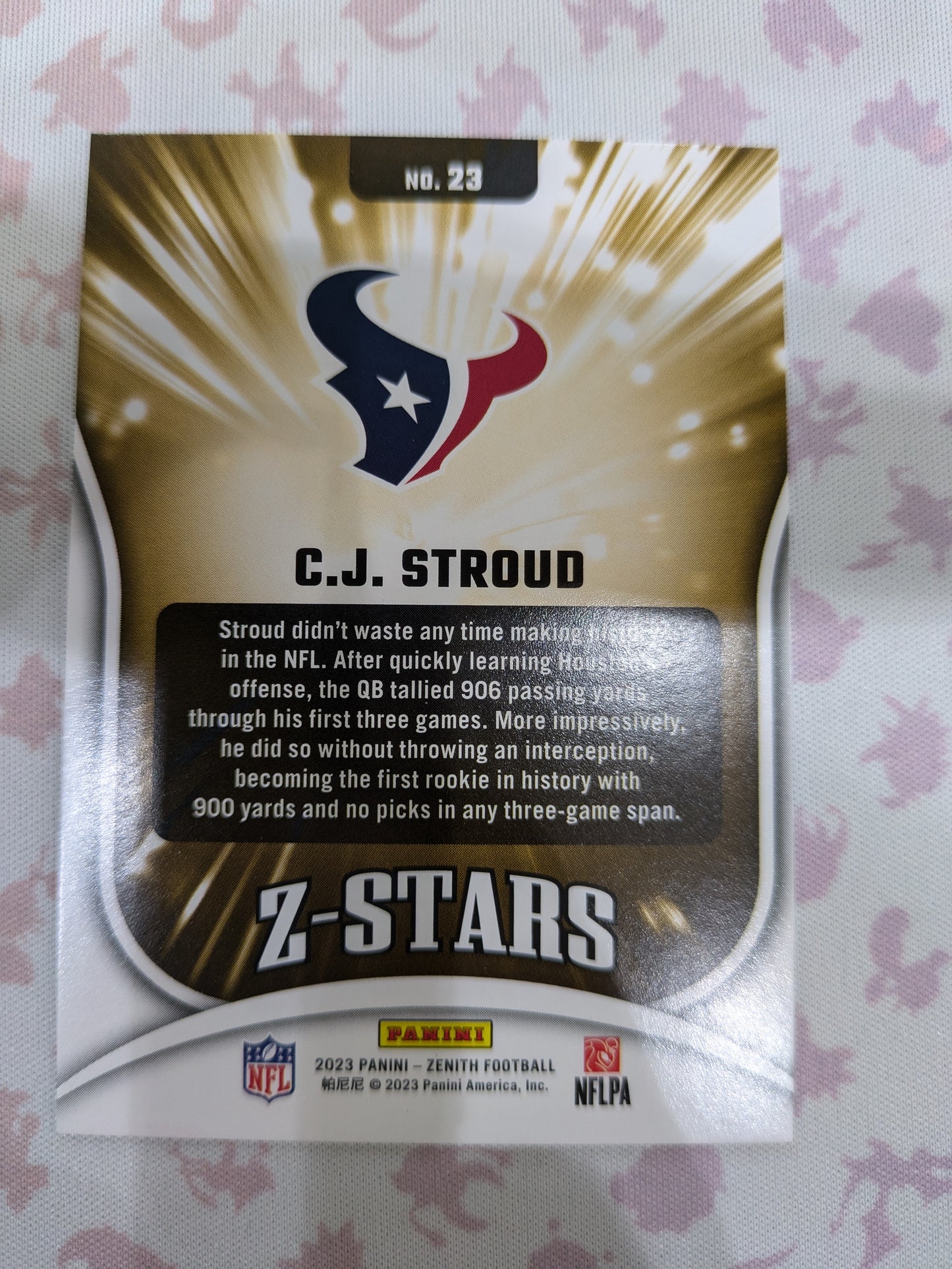 C.J. Stroud 23 Texans 2023 Panini Zenith Football