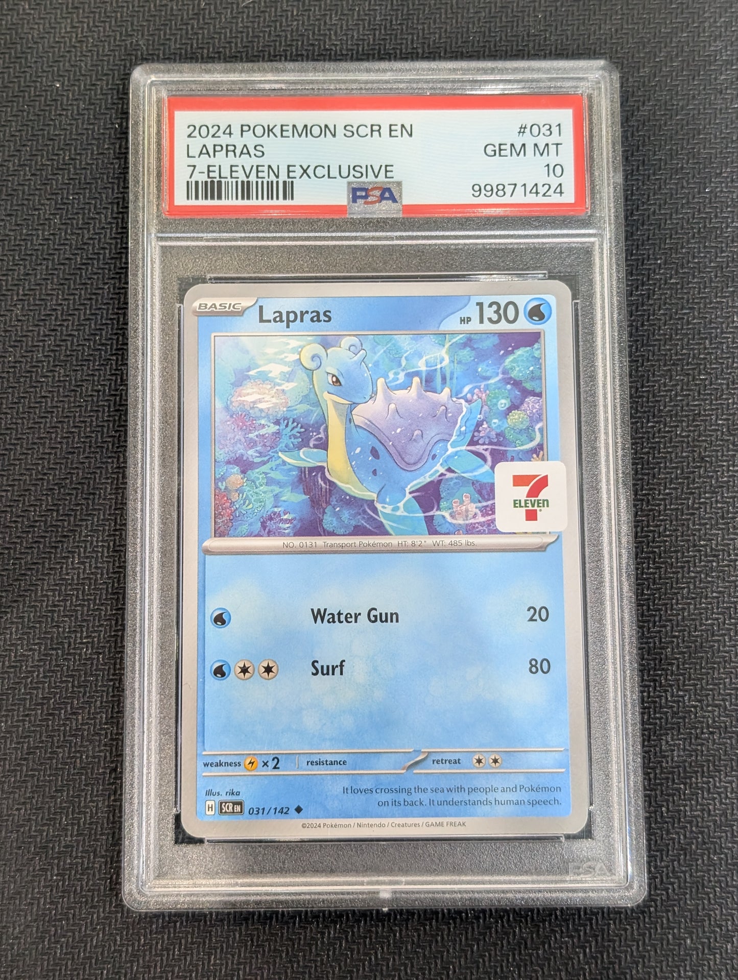 #031/142 Lapras 7-11 Promo PSA 10