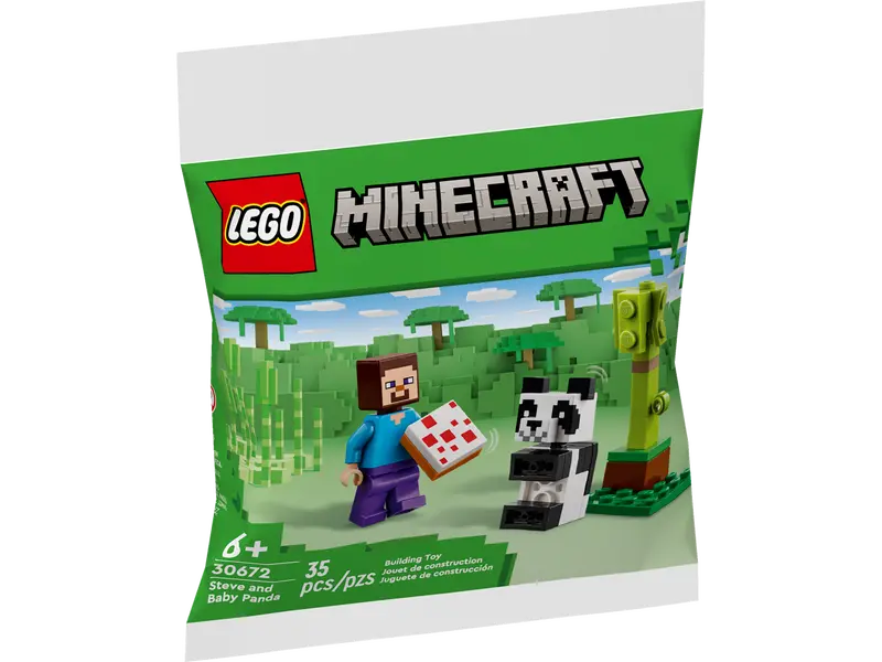 30672 Steve and Baby Panda Lego Set