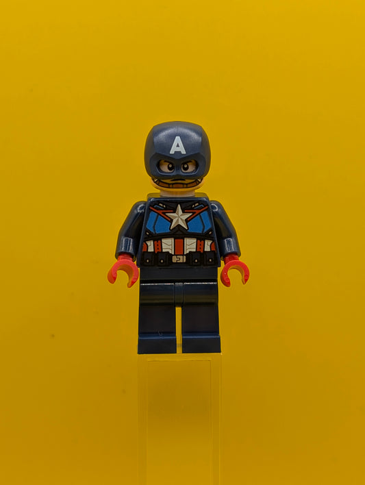 Captain America sh1093 Dark Blue Suit with Dark Blue Belt, Red Hands, Helmet Marvel Lego Minifigure
