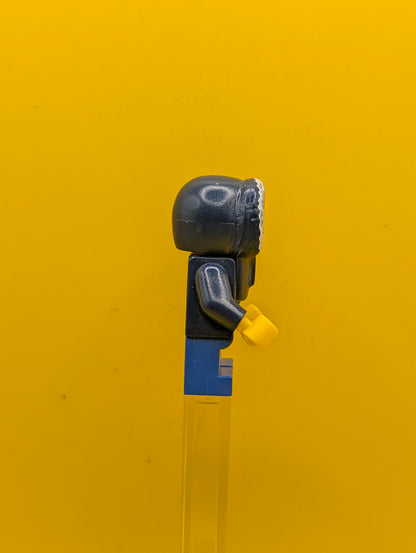 Plaid Button Shirt twn125 Blue Short Legs, Dark Blue Hood, Lopsided Smile with Dimple City Lego Minifigure