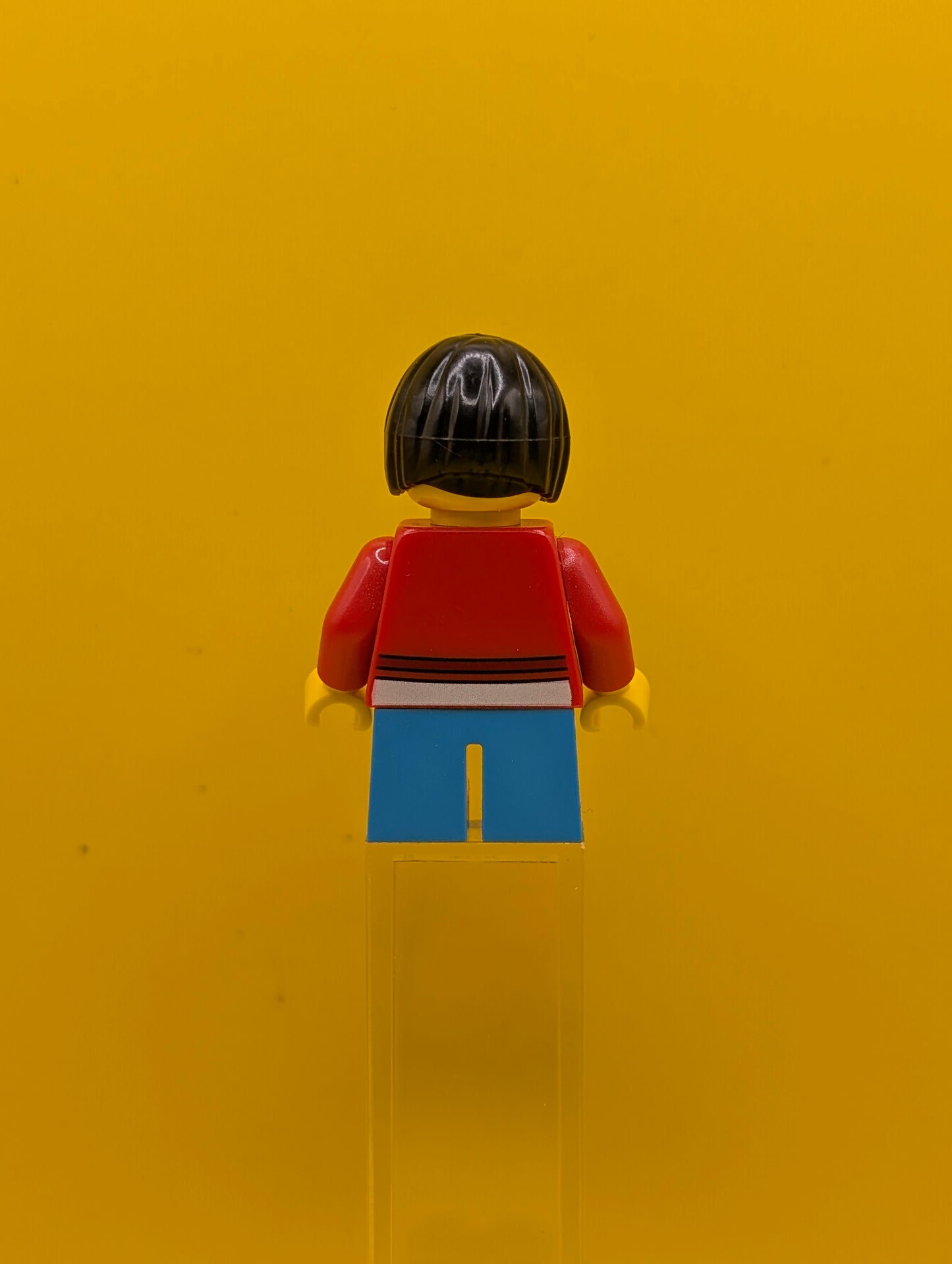 Sweater Cropped cty0437 with Bow, Heart Necklace, Dark Azure Short Legs, Black Bob Cut Hair City Lego Minifigure